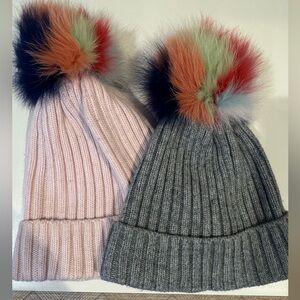 Colorful Pom-Pom Knit Beanie Set